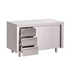 HorecaTraders Stainless Steel Work Table with Drawers and Doors | 5 Sizes