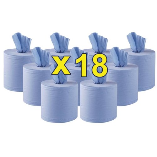 HorecaTraders Rouleaux d'essuie-tout | 2 couleurs | 18 rouleaux 