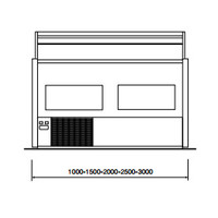 Refrigerated display case with straight glass 90°, with reserve