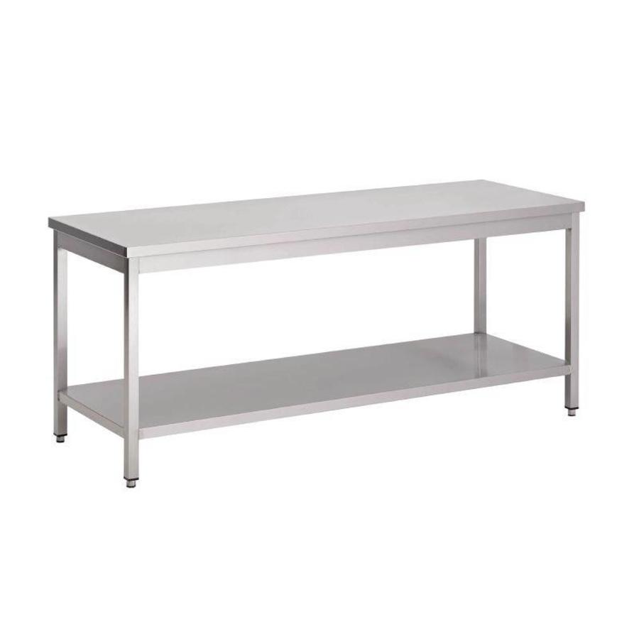 Stainless steel work table with bottom shelf | 60 cm deep | 8 Formats