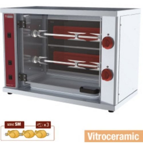  HorecaTraders Hähnchengrill Elektro mit 2 Spießen | 6 Hühner 