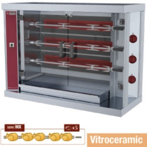  HorecaTraders Elektrischer Hähnchengrill mit 3 Spießen | 15 Hühner 