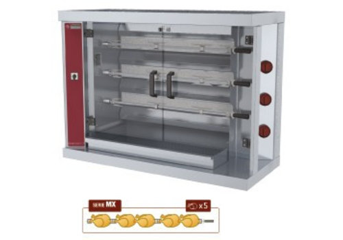  HorecaTraders Grill à poulet à gaz avec 3 broches | 15 poulets 