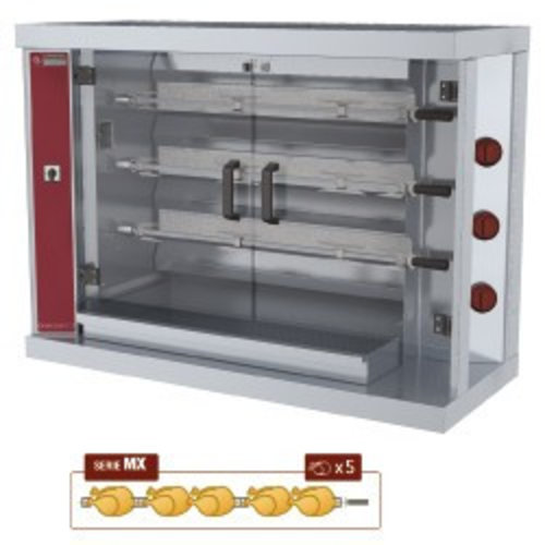  HorecaTraders Grill à poulet à gaz avec 3 broches | 15 poulets 