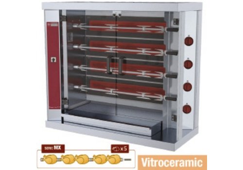  HorecaTraders Grill à poulet électrique avec 4 broches | 20 poulets 