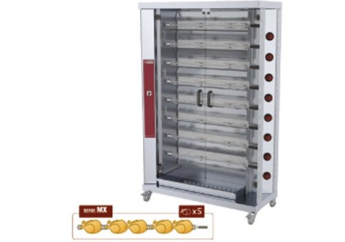  HorecaTraders Grill à poulet à gaz avec 6 broches | 30 poulets 