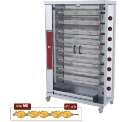  HorecaTraders Grill à poulet à gaz avec 6 broches | 30 poulets 