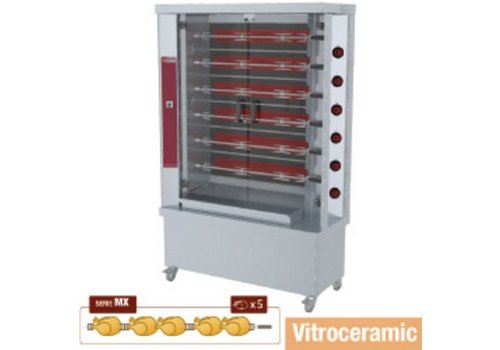  HorecaTraders Grill à poulet électrique avec 6 broches | 30 poulets 