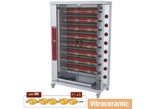  HorecaTraders Grill à poulet électrique avec 8 broches | 40 poulets 
