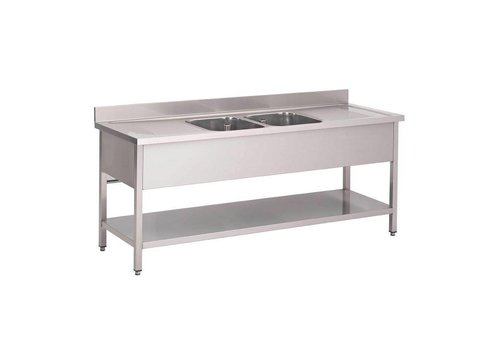  HorecaTraders Stainless steel sink with 2 sinks | 200x70x85 cm 