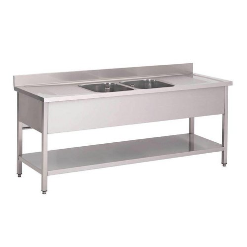  HorecaTraders Stainless steel sink with 2 sinks | 200x70x85 cm 