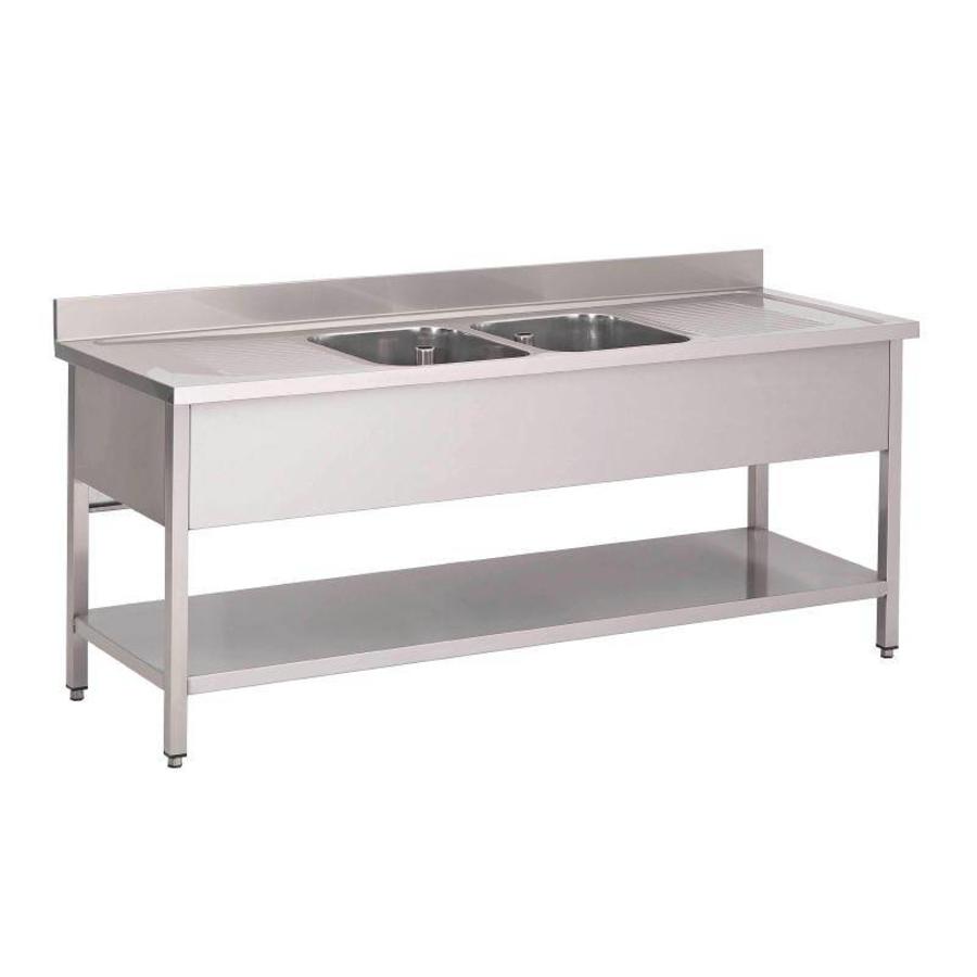 Stainless steel sink with 2 sinks | 200x70x85 cm