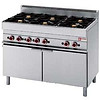 HorecaTraders Cuisinière à gaz avec four à gaz intégré | 6 brûleurs