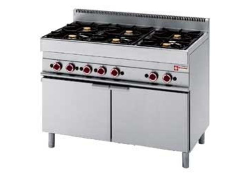  HorecaTraders Gasherd mit eingebautem Gasbackofen | 6 Brenner 