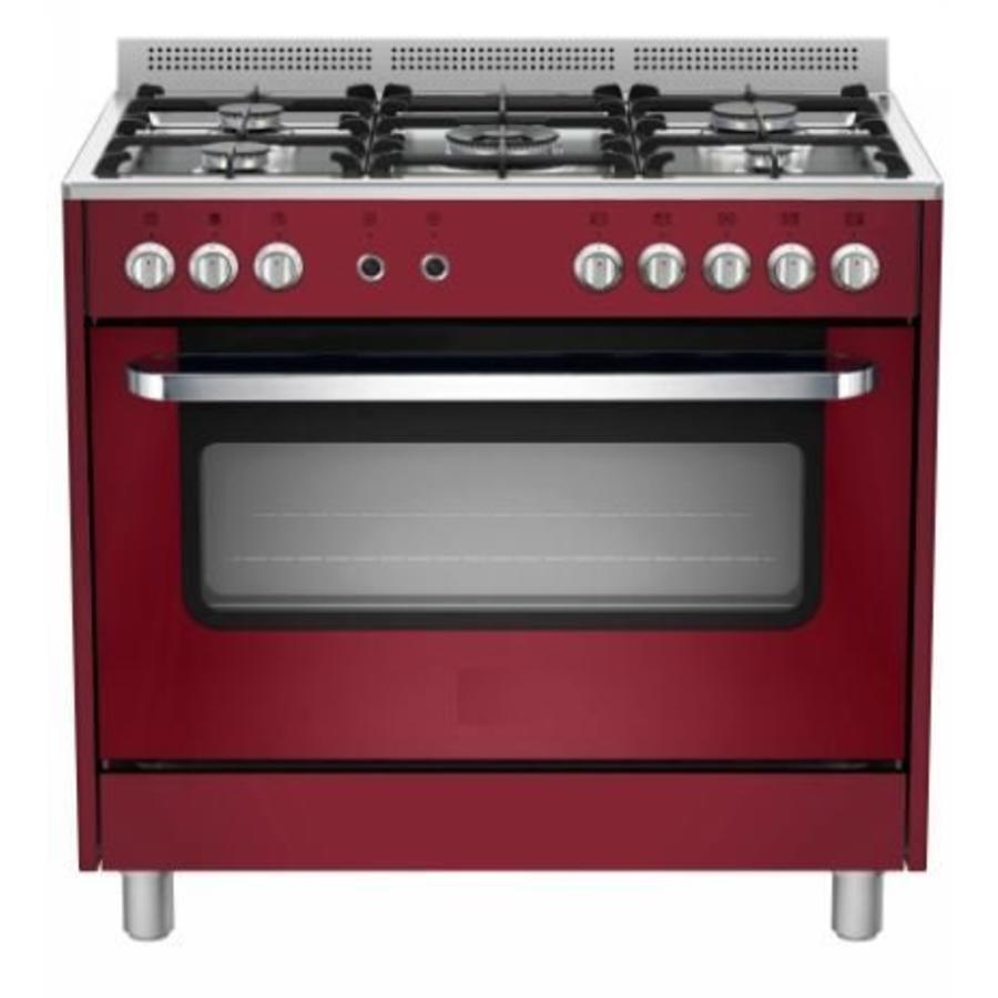 Gasherd, roter Elektroofen und Grill | 5 Brenner | 240 V