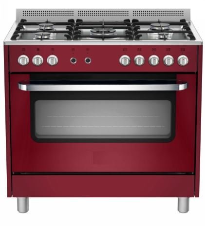 Barcelona Stof Psychologisch Gasfornuis Rood Elektrische Oven en Grill | 5 Branders | 240V - Horeca  Traders