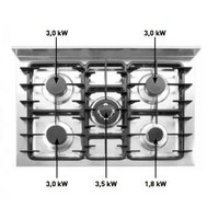 Cuisinière à gaz avec four adaptée à la restauration | 5 brûleurs