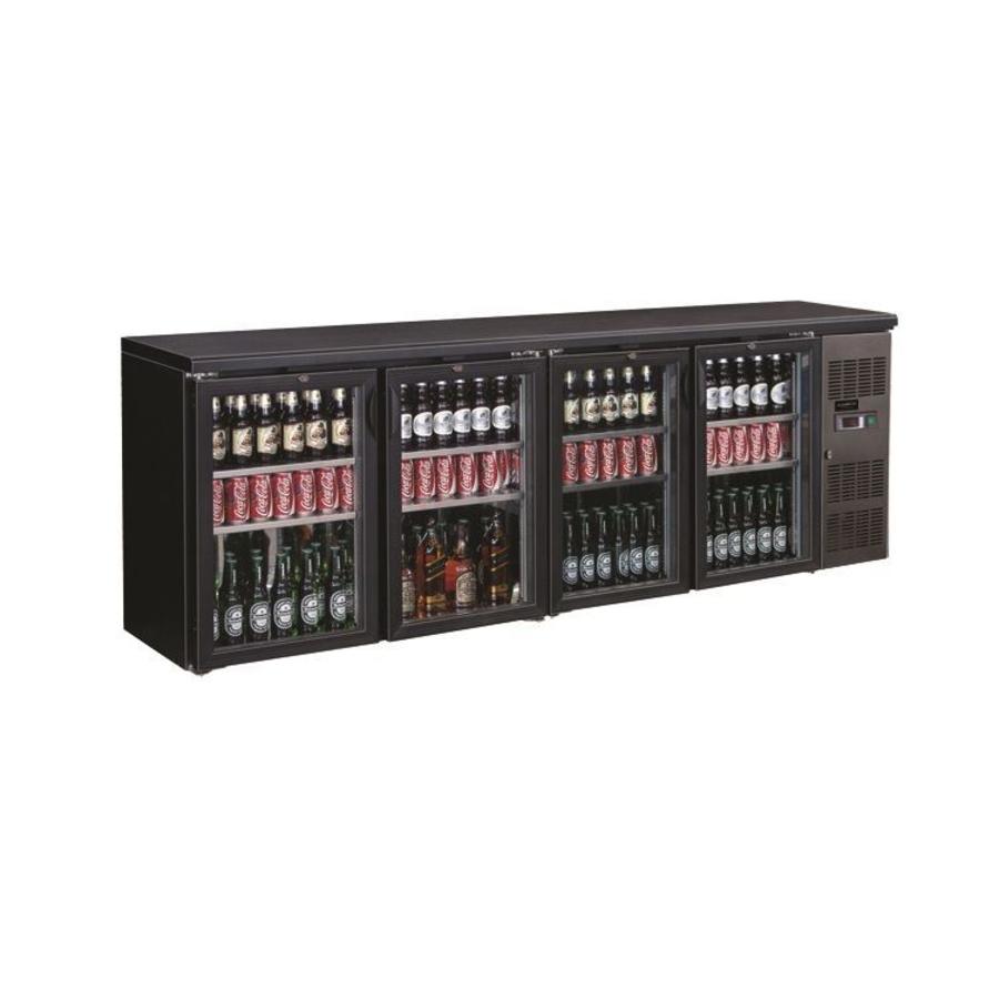 Réfrigérateur bar noir avec 4 portes vitrées