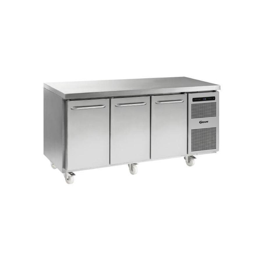 3-door refrigerated workbench stainless steel | 90x172x70cm