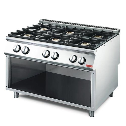  Gastro-M Cuisinière à gaz avec espace de rangement | 6 brûleurs 