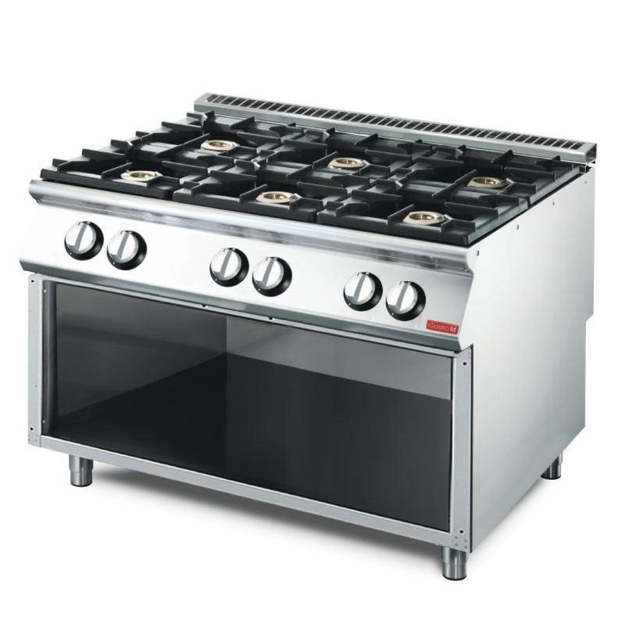 Cuisinière à gaz avec espace de rangement | 6 brûleurs