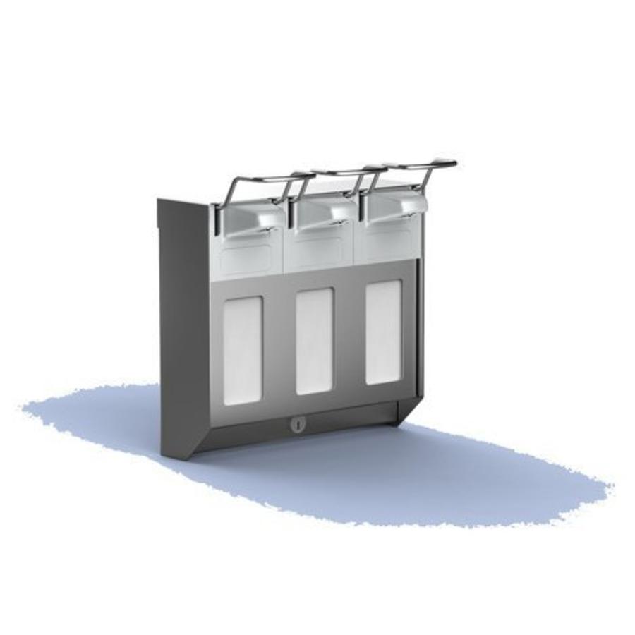 Distributeur de savon triple en acier inoxydable | 3 x 500 ml