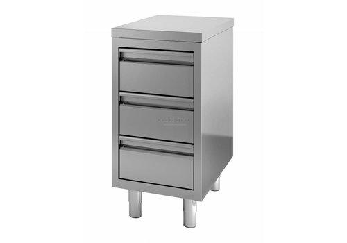  HorecaTraders Stainless steel chest of drawers | 3 drawers | 60x70x85cm 