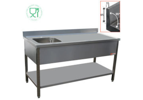  HorecaTraders Sink with sink on the left | 2 Formats | stainless steel 