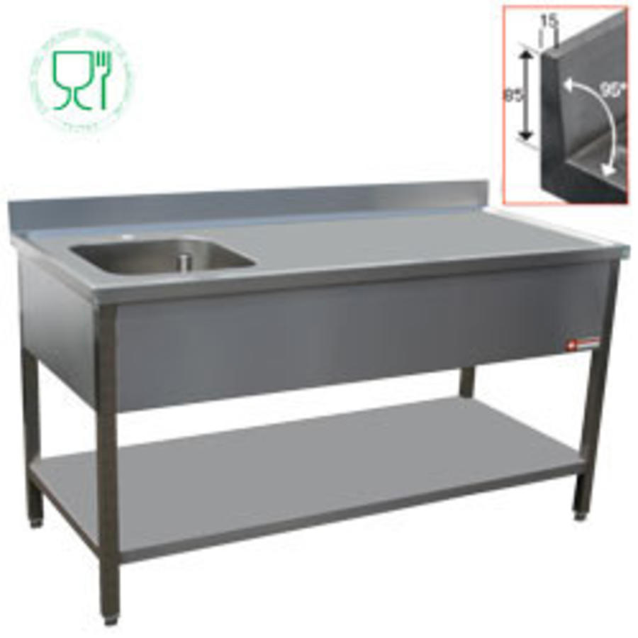 Sink with sink on the left | 2 sizes | stainless steel