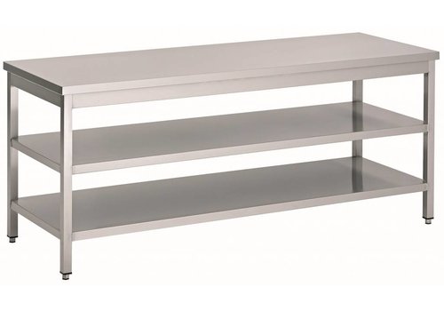  HorecaTraders RVS Werktafel met 2 schappen | 60 cm diep | 14 Formaten 