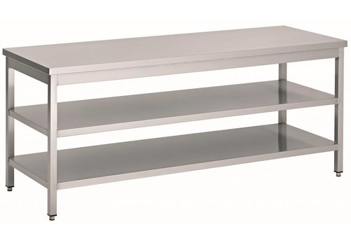  HorecaTraders Stainless steel work table with 2 shelves | 60 cm deep | 14 Formats 