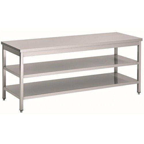  HorecaTraders Stainless steel work table with 2 shelves | 60 cm deep | 14 Formats 