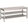 HorecaTraders Table de travail en acier inoxydable avec 2 étagères | 70 cm de profondeur | 14 formats