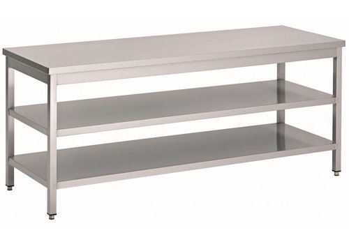  HorecaTraders Stainless steel work table with 2 shelves | 70 cm deep | 14 Formats 