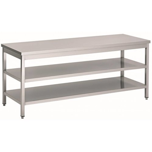  HorecaTraders Stainless steel work table with 2 shelves | 80cm deep | 14 formats 