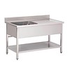 HorecaTraders Stainless steel sink with lower shelf | sink left | 160x70x85 cm