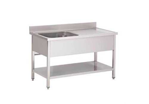  HorecaTraders Edelstahlspüle mit Unterbau | Waschbecken links | 160x70x85 cm 