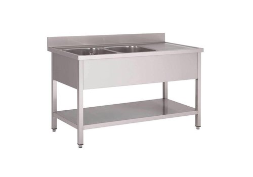  HorecaTraders Spüle Edelstahl | Waschbecken links | 160x70x85 cm 