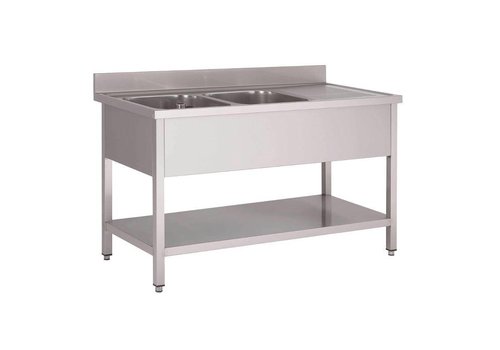  HorecaTraders Stainless steel sink | sink left | 160x70x85cm 