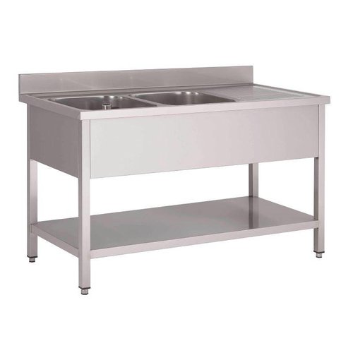  HorecaTraders Spoeltafel RVS | spoelbak links | 160x70x85 cm 