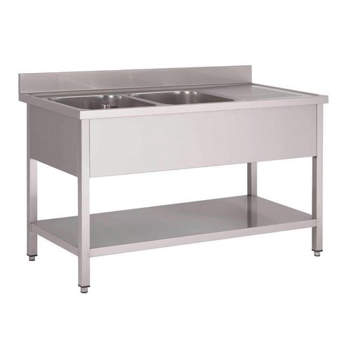  HorecaTraders Stainless steel sink | sink left | 160x70x85cm 