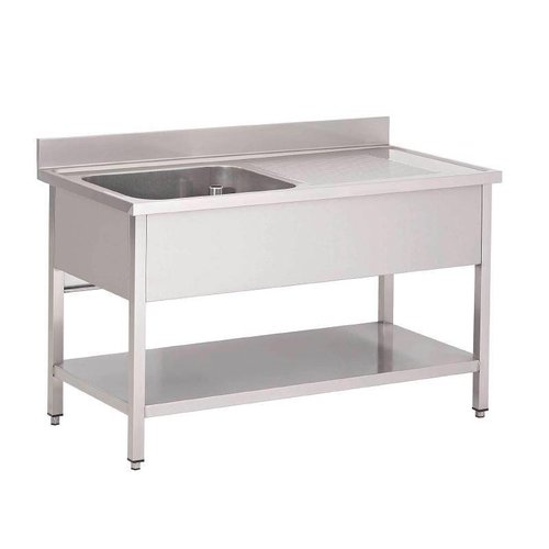  HorecaTraders Stainless steel sink with sink on the left | 140x70x85cm 