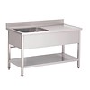 HorecaTraders Stainless steel sink with left sink | 120x70x85 cm