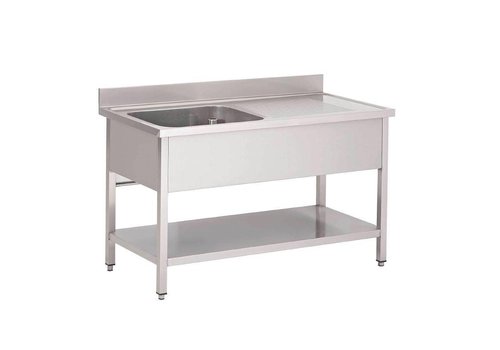  HorecaTraders Stainless steel sink with left sink | 120x70x85 cm 