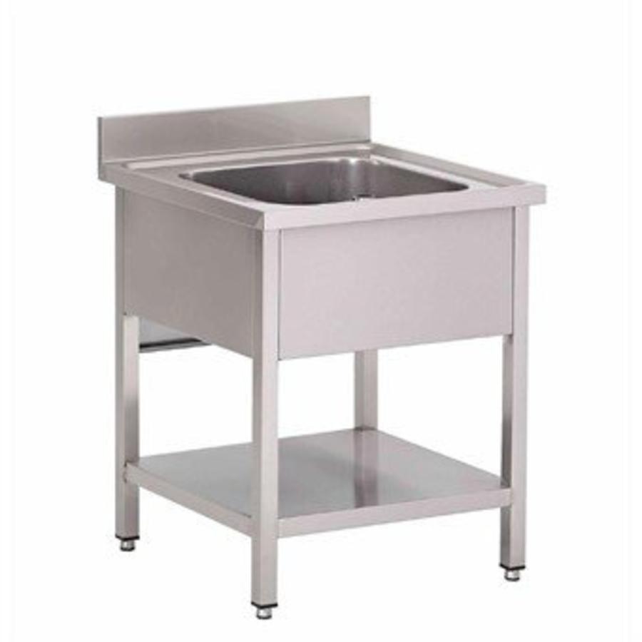 Stainless steel sink with base shelf | 70x70x85 cm