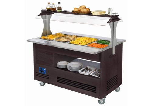  HorecaTraders Buffet Bain Marie 4 x 1/1 GN Wengé 