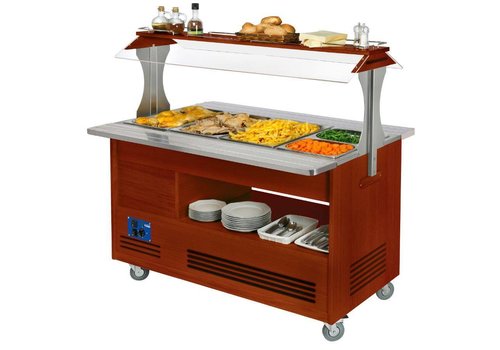  HorecaTraders Buffet Bain Marie 4 x 1/1 GN Marron foncé 