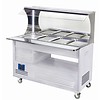 HorecaTraders Bain Marie Wandbuffet 4 x 1/1 GN Weiß