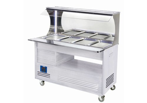 HorecaTraders Bain Marie Wandbuffet 4 x 1/1 GN Weiß 