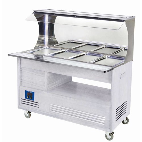 HorecaTraders Bain Marie Wandbuffet 4 x 1/1 GN Weiß 